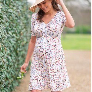 Seraphine Maternity White Floral Dress